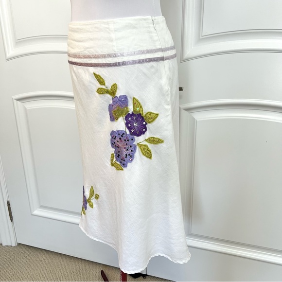 EUC Vintage Edward Linen embroidered skirt size 8 - Picture 4 of 16